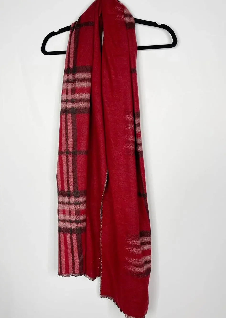 Nordstrom Red Cashmere Plaid Scarf Rectangle Soft Cozy Warm Winter